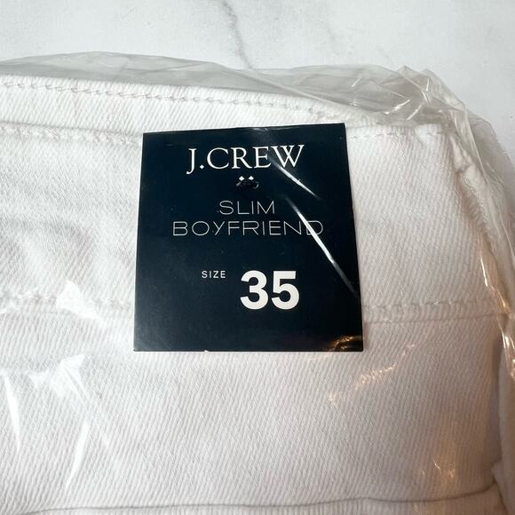 J.CREW Slim Boyfriend Jean White Cotton Blend Stretch Pockets Zip Size 35 NEW - Picture 2 of 4